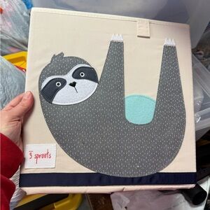 3 Sprouts Storage Bins Sloth & Panda 13x13x13” Set of 2 Fabric Cubes New